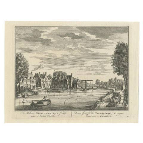 Antique Print of Fortress Nieuwersluis in the Netherlands, 1719