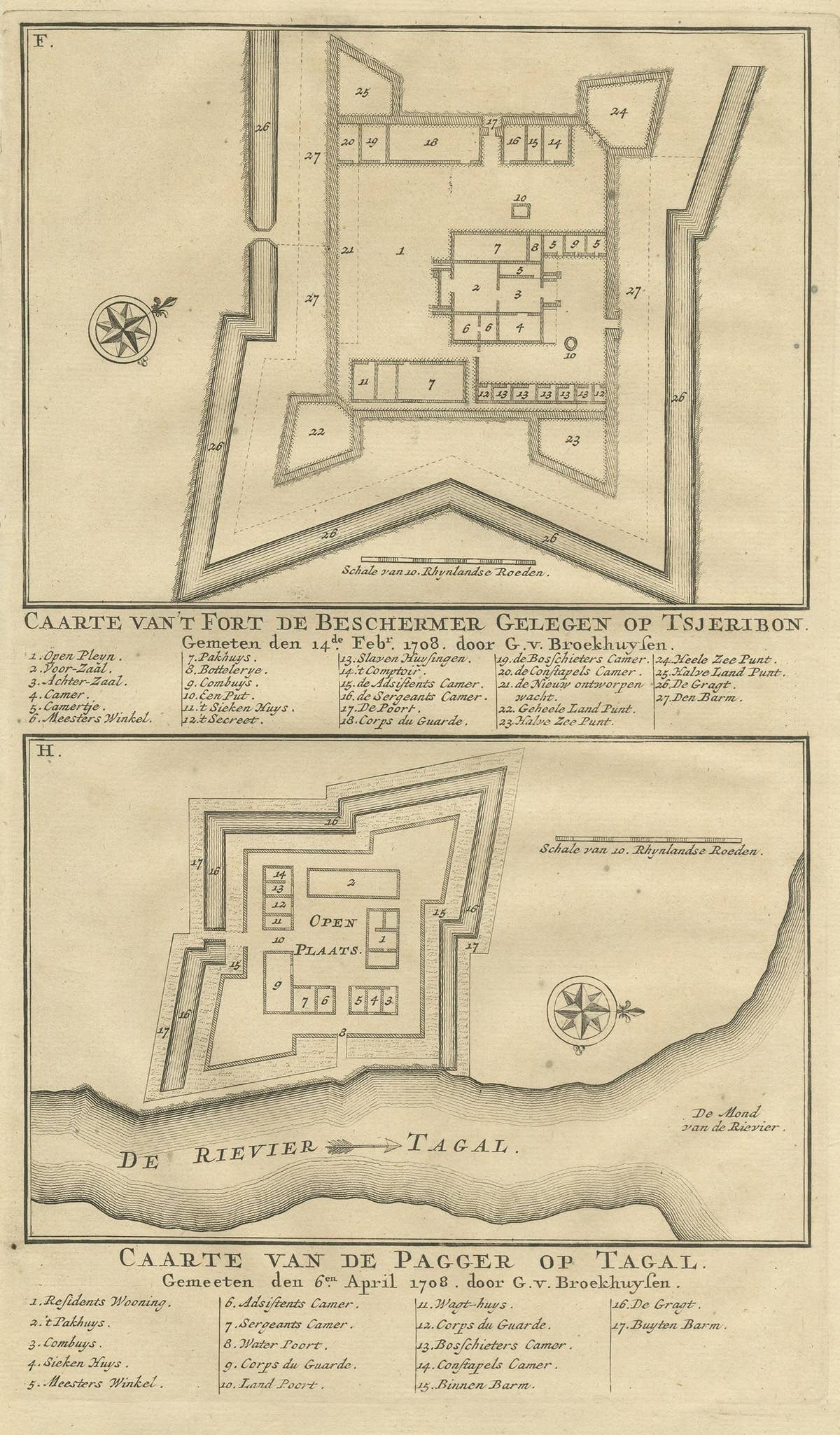 Antique Print of Fortresses in Indonesia by Valentijn '1726'