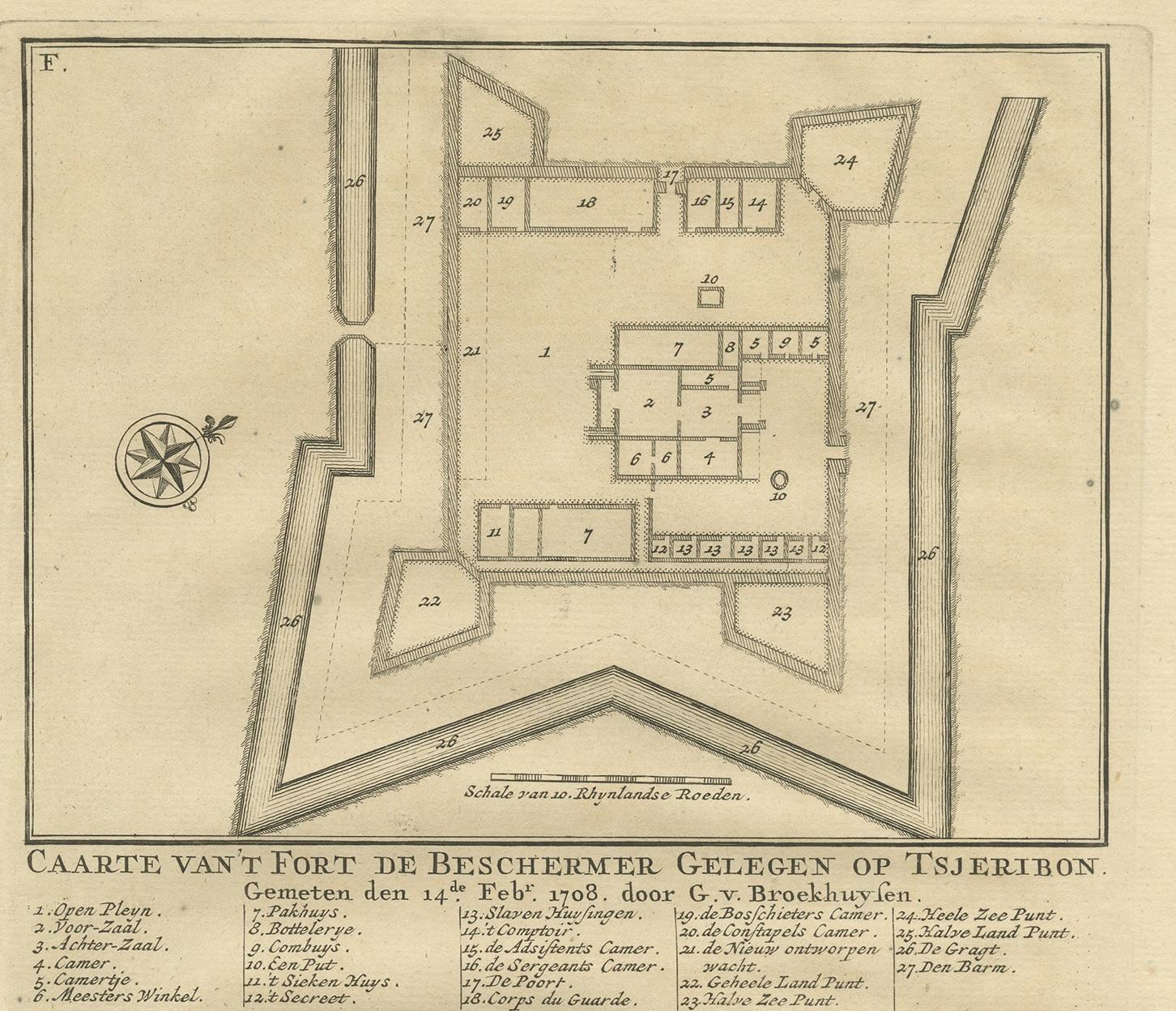 Néerlandais Impression ancienne de Fortresses en Indonésie par Valentijn '1726' en vente