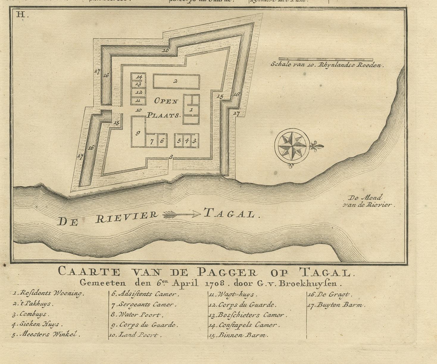 Antique Print of Fortresses in Indonesia by Valentijn '1726' In Good Condition For Sale In Langweer, NL