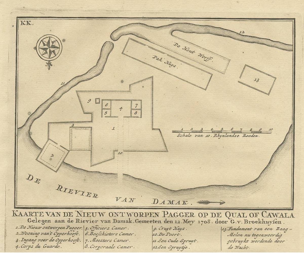 Antique Print of Fortresses in Java by Valentijn, 1726