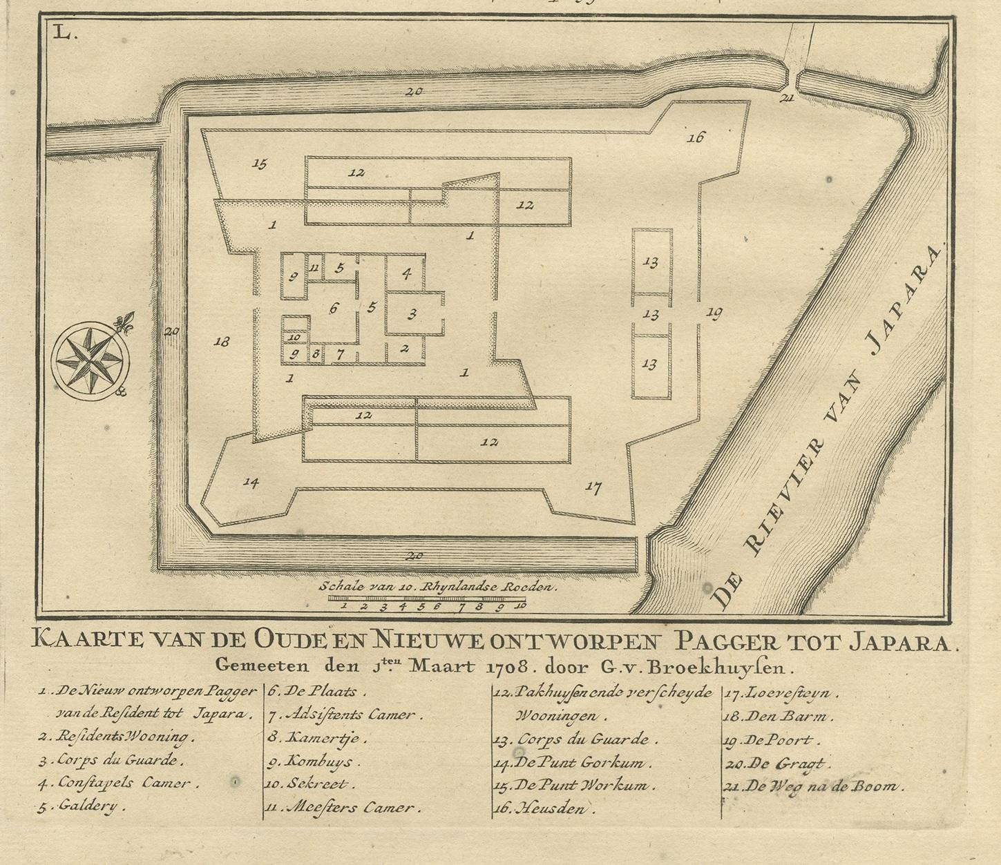 Impression ancienne de Fortresses à Java par Valentijn, 1726 Bon état - En vente à Langweer, NL