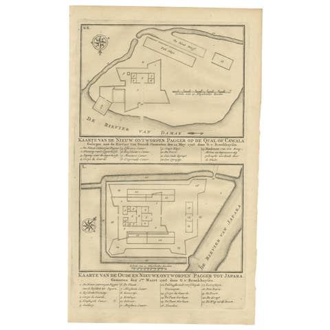 Antique Print of Fortresses in Java by Valentijn, 1726