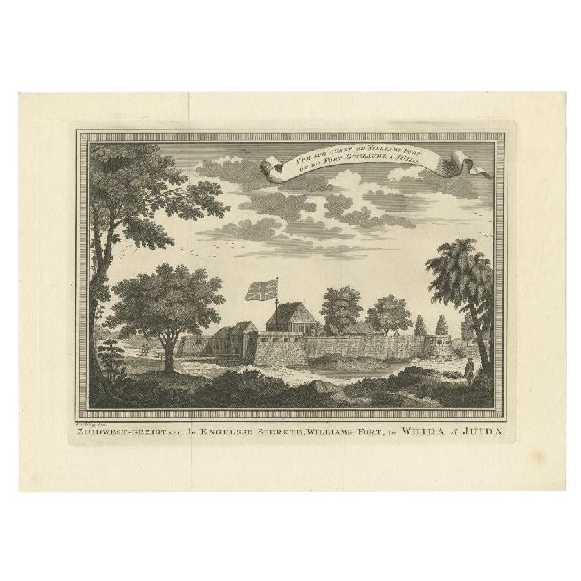 Impression ancienne de Fortresses à Ouidah en Afrique, 1748