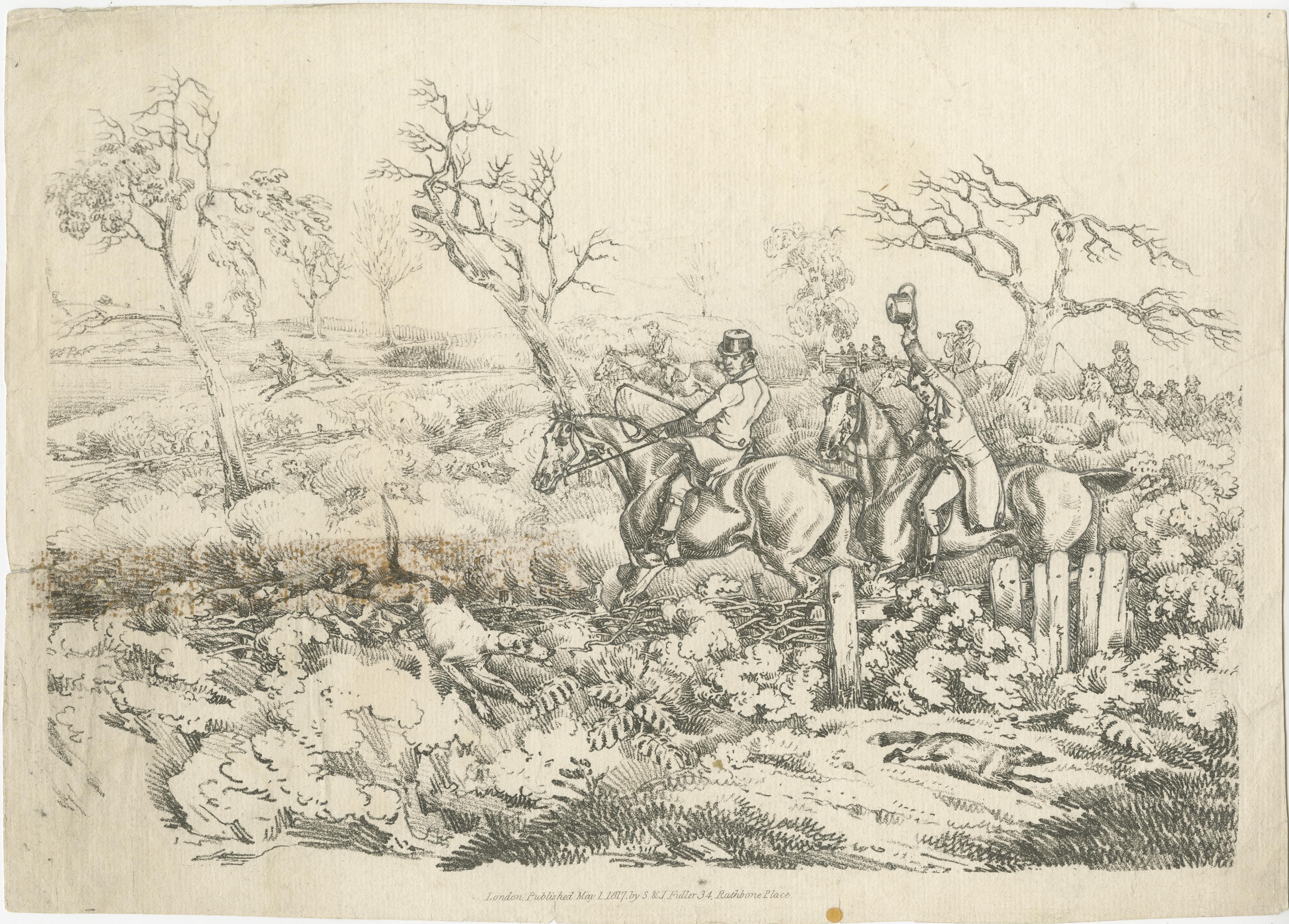 Gravure ancienne de la chasse au renard par Alken, Henry Thomas, 1784-1851 (Graveur). Provient de 