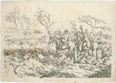 Original Antique Print of Fox Hunting in England, 1817