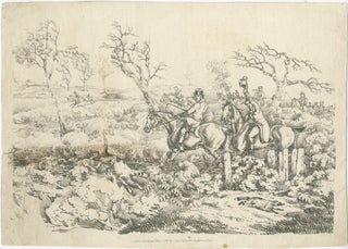 Original Antique Print of Fox Hunting in England, 1817, view 2