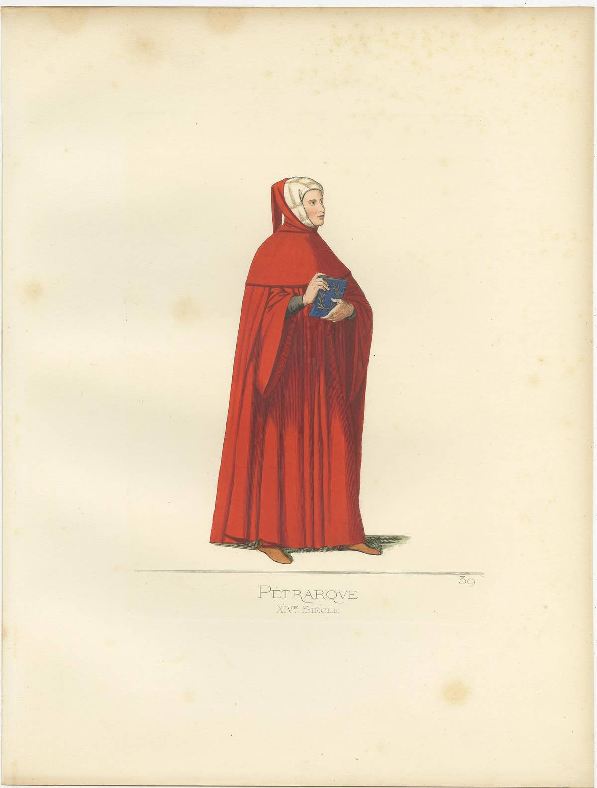 Antique Print of Francesco Petrarca by Bonnard, 1860