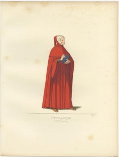 Stampa antica di Francesco Petrarca di Bonnard, 1860