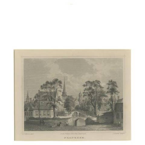 Antique Print of Franeker, City in Friesland, The Netherlands, 'circa 1860'