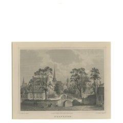 Antique Print of Franeker, City in Friesland, The Netherlands, 'circa 1860'