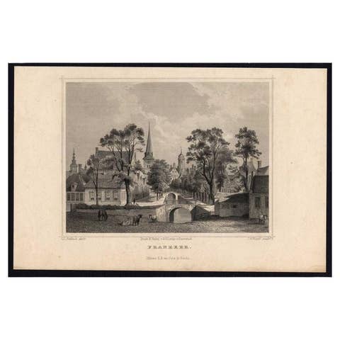 Antique Print of Franeker, City in Friesland, the Netherlands, 'circa 1860'