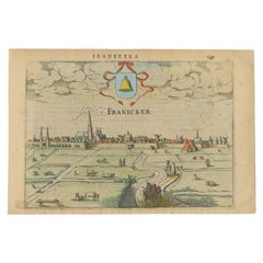 Antique Print of Franeker, Friesland, the Netherlands by Guicciardini, 1616