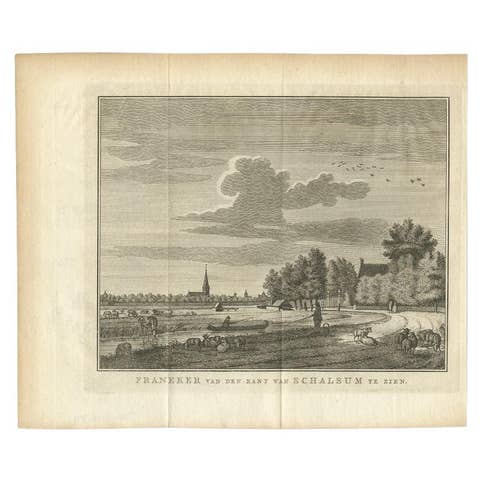 Antique Print of Franeker in Friesland, the Netherlands, '1786'