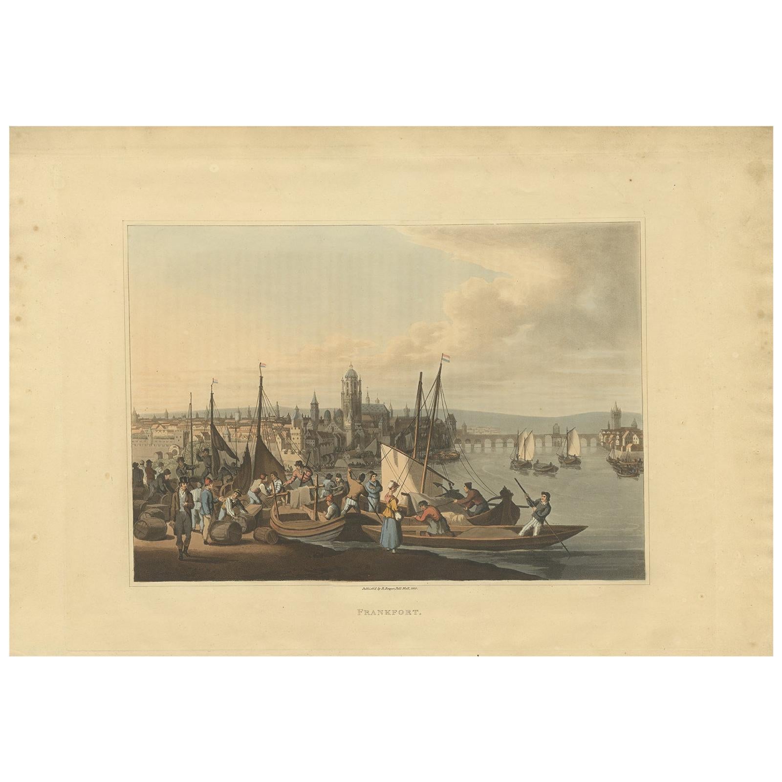 Antique Print of Frankfurt by Bowyer, '1816'