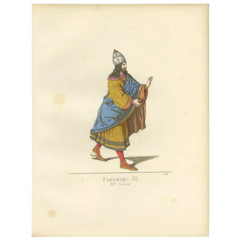 Antique Print of Frederick III, 15th Century, by Bonnard, 1860