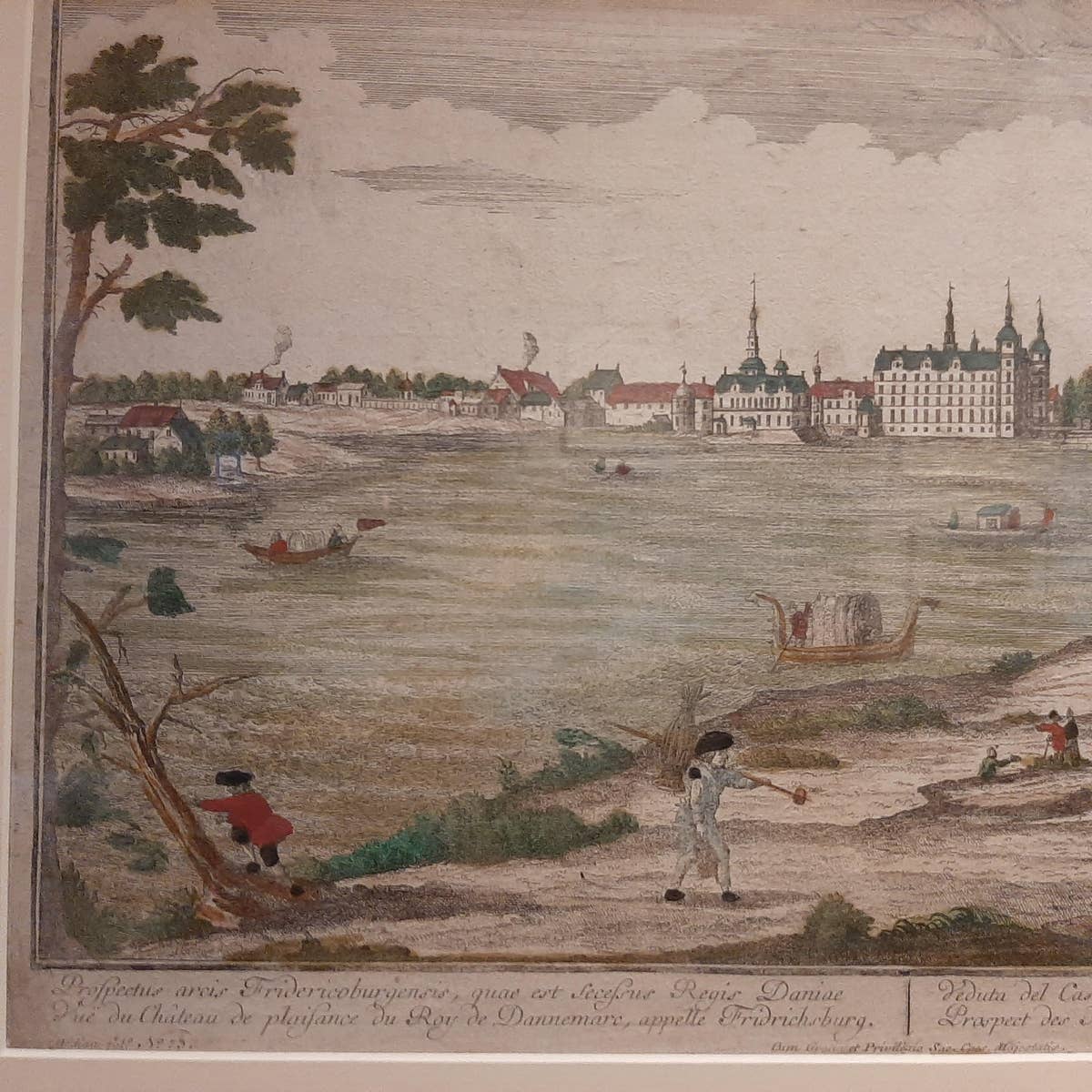 Antique Print of Frederiksborg Castle by Probst, circa 1760