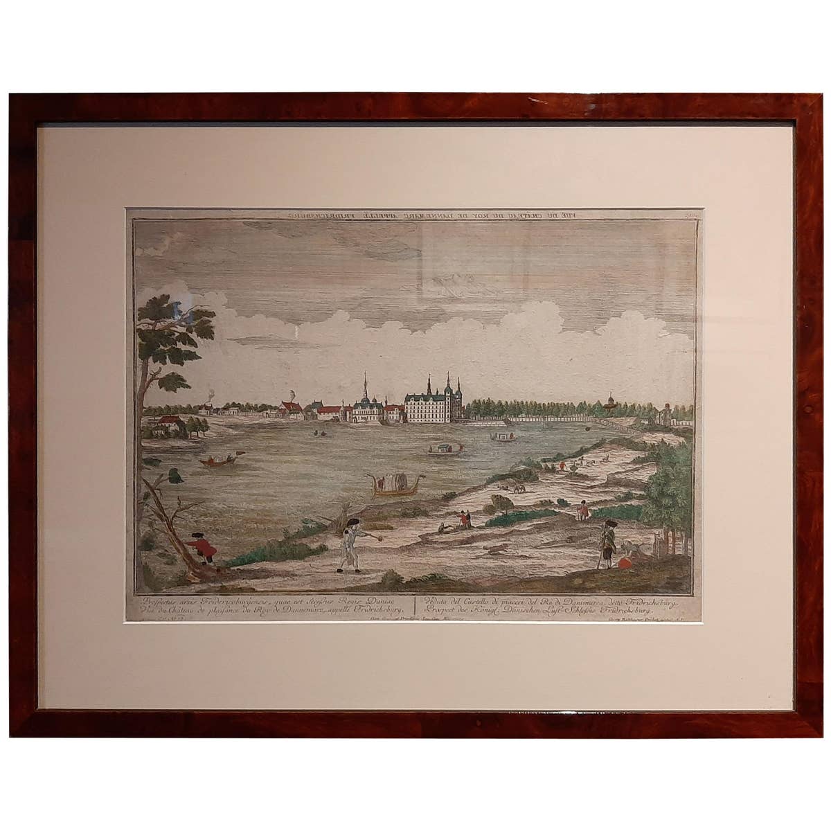 Antique Print of Frederiksborg Castle by Probst, circa 1760
