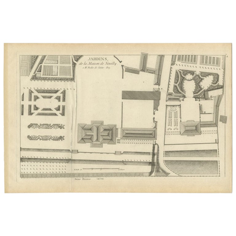 Antiker antiker Druck des französischen Gartendesigns von Le Rouge, 1776