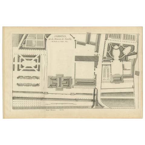 Antique Print of French Garden Design by Le Rouge, 1776