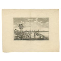Grabado antiguo de Gaoyou (provincia de Jiangsu), China,  por Van der Aa, 1728