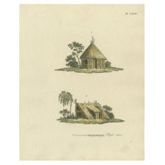 Antique Print of Garden Houses from Garden Architecture by Van Laar, 1802