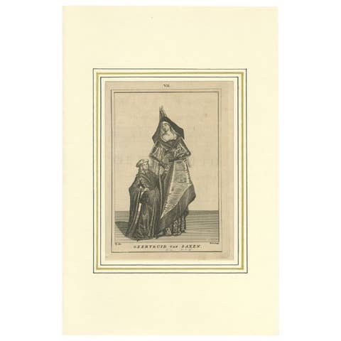 Antique Print of Geertruida Van Saksen, circa 1745