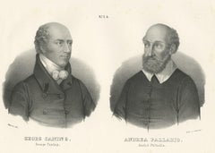 Antique Print of Georg Caning and Andrea Palladio by Honegger, 1836