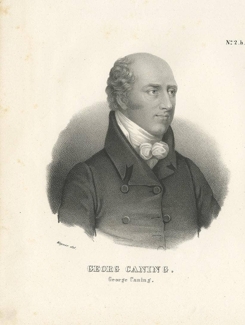 Antique Print of Georg Caning and Andrea Palladio by Honegger, 1836