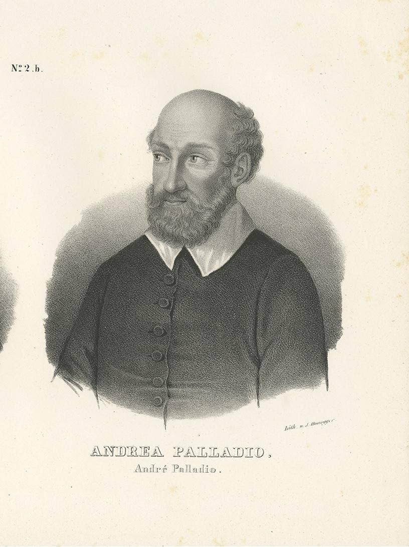 Antique Print of Georg Caning and Andrea Palladio by Honegger, 1836