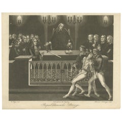 Antique Print of German Republican Trial or 'Strenge', C.1850