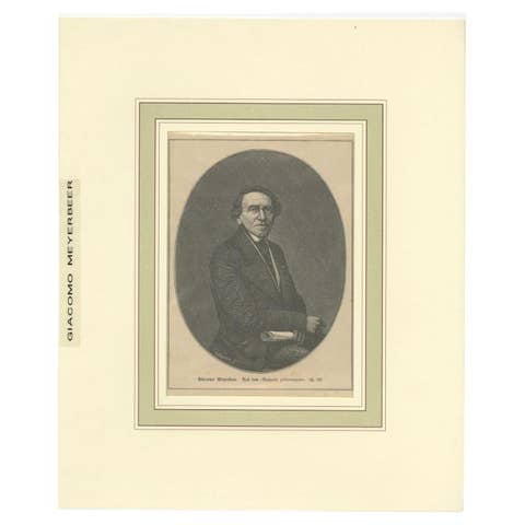 Antique Print of Giacomo Meyerbeer, a German Opera Composer of Jewish Birth