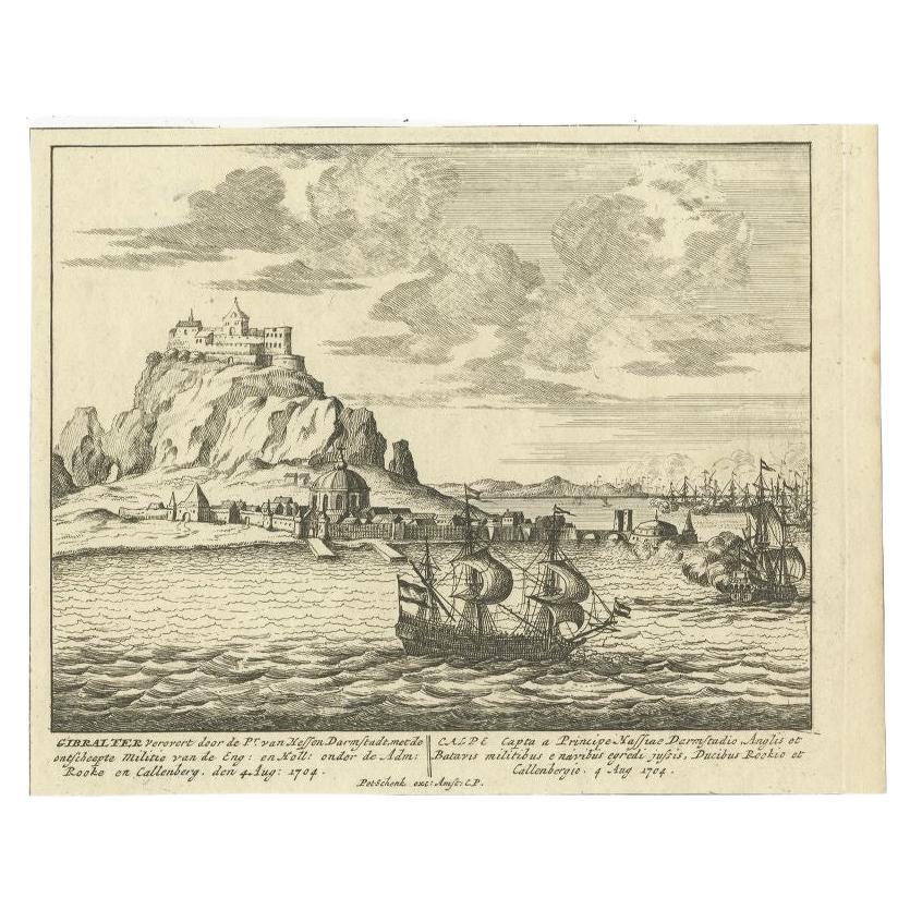 Impression ancienne de Gibraltar, vers 1720