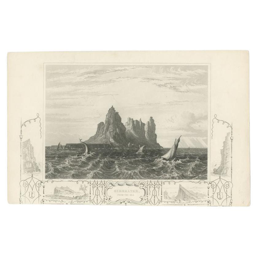 Antique print titled 'Gibraltar from the Sea'. Original antique print with a view of Gibraltar. This print originates from 'The History Of The War With Russia: Giving Full Details Of The Operations Of The Allied Armies' by Henry Tyrrell. 

Artists