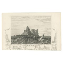 Antique Print of Gibraltar, Spanish Colony in Europe 1858