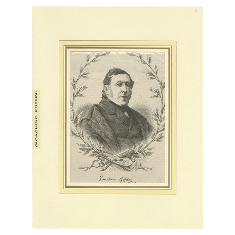 Antiker Druck von Gioachino Rossini, einem italienischen Opernkompositioner, 1868