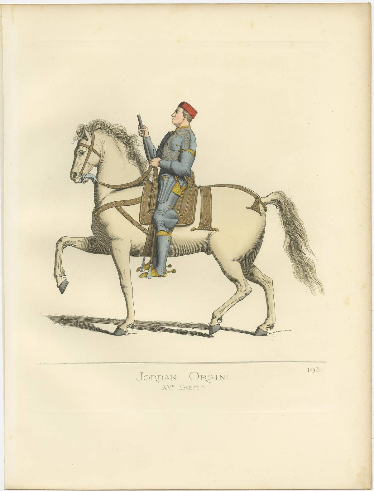 Antique Print of Giordano Orsini, Italian Captain, by Bonnard, 1860