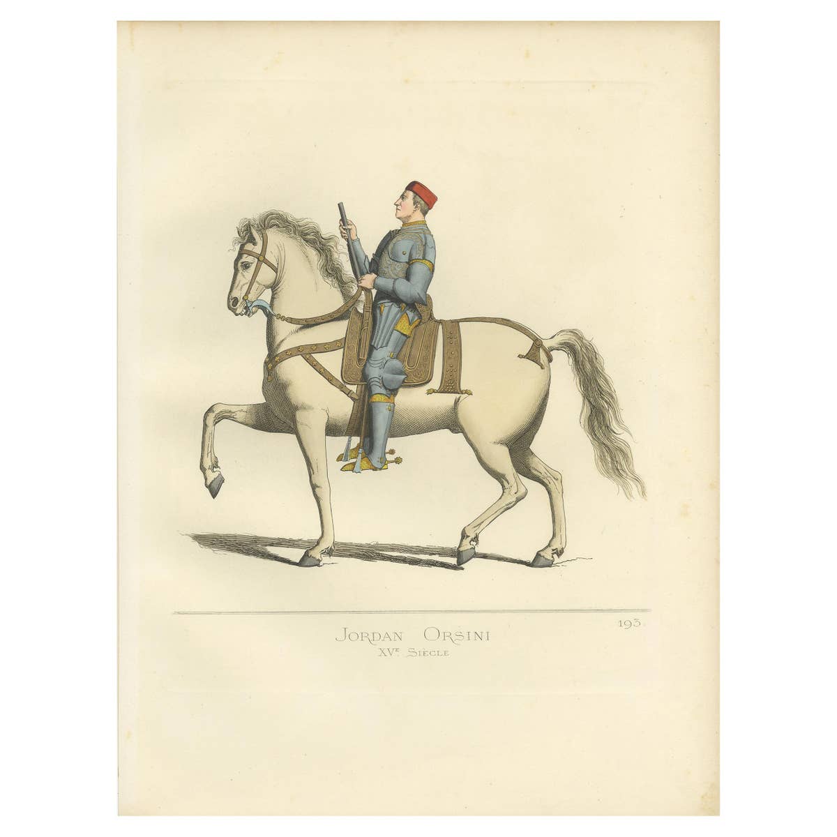 Antique Print of Giordano Orsini, Italian Captain, by Bonnard, 1860