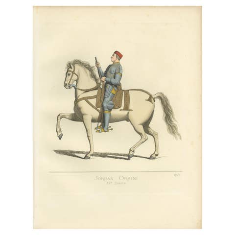 Antique Print of Giordano Orsini, Italian Captain, by Bonnard, 1860