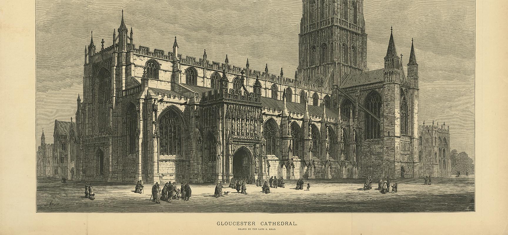 Paper Antique Print of Gloucester Cathedral from the Illustrated London News, 1883