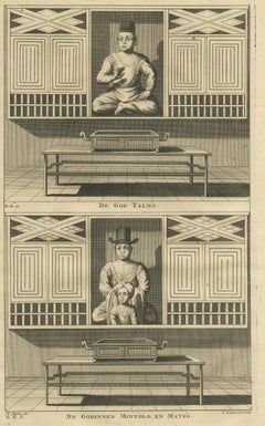 Stampa antica del Dio Talmo e delle dee Mintolo e Matso di Valentijn, 1726