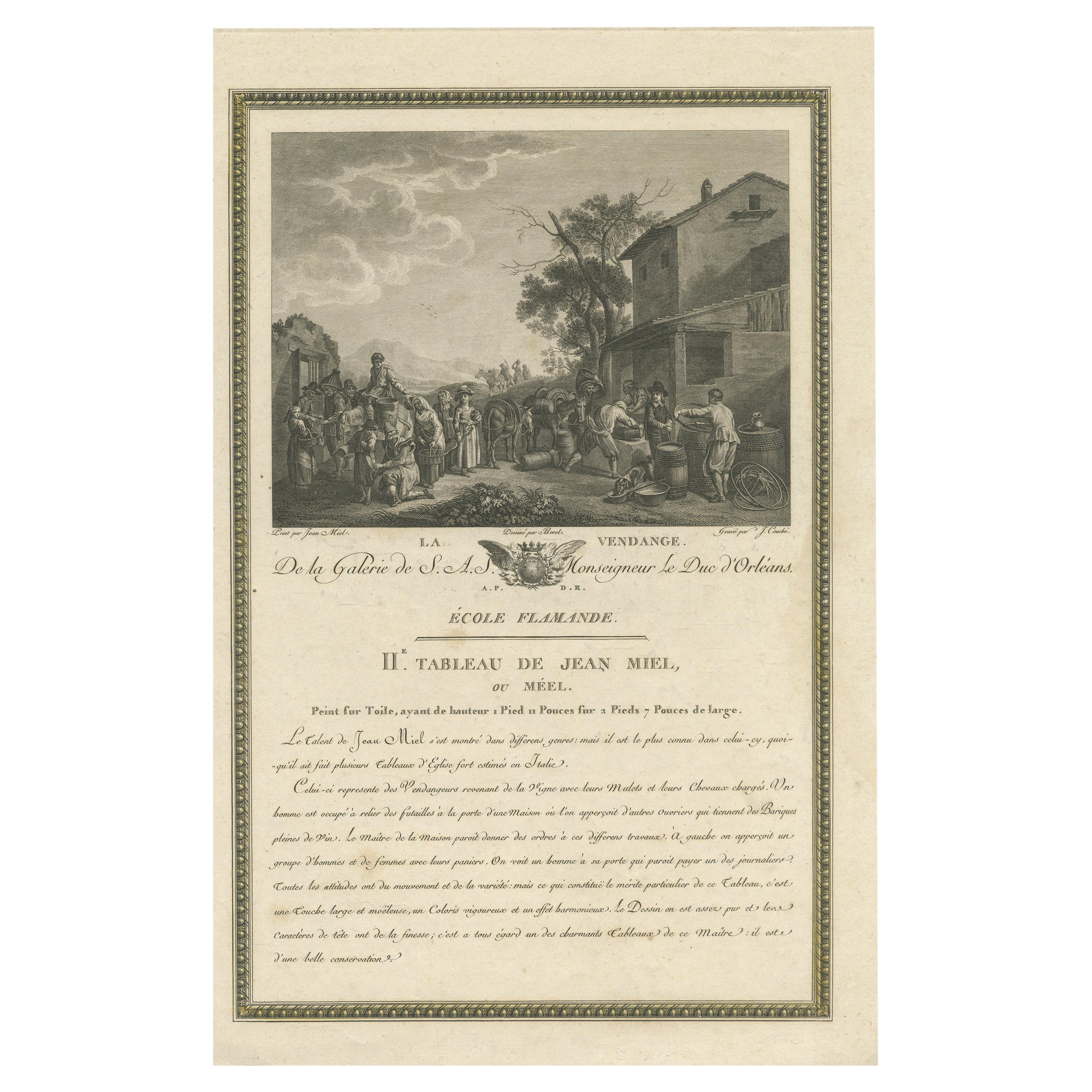 Antique Print of Grape-Pickers returning from the Vineyard, 'c.1800'