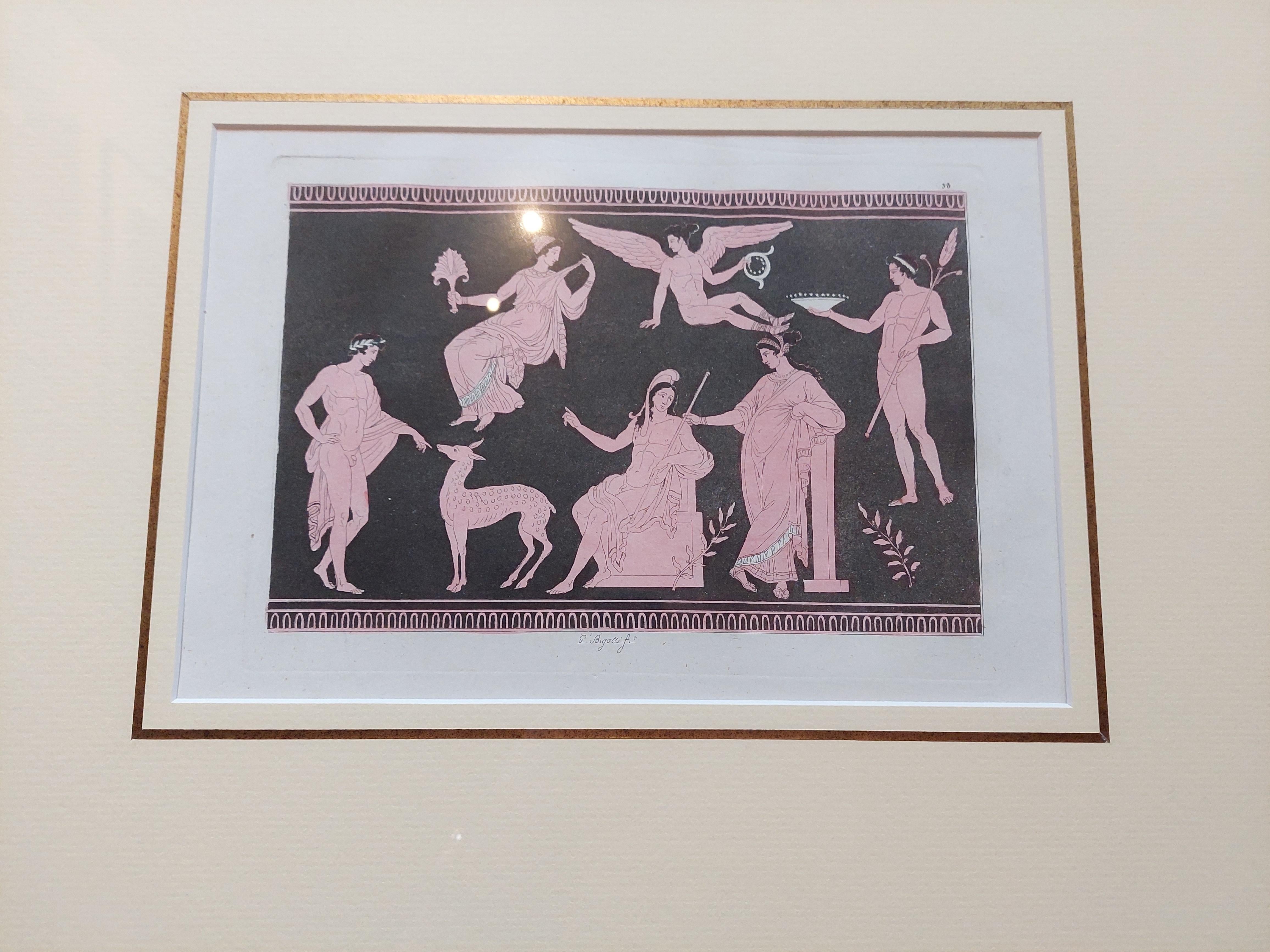 Original antique etching/aquatint of Greco-Roman art. This print originates from ‘Il Costume Antico e Moderno (..)’ , by Giulio Ferrario, published in Milan in 21 volumes by Antonio Fortunato Stella in 1827. The 17 volumes of the first issue were