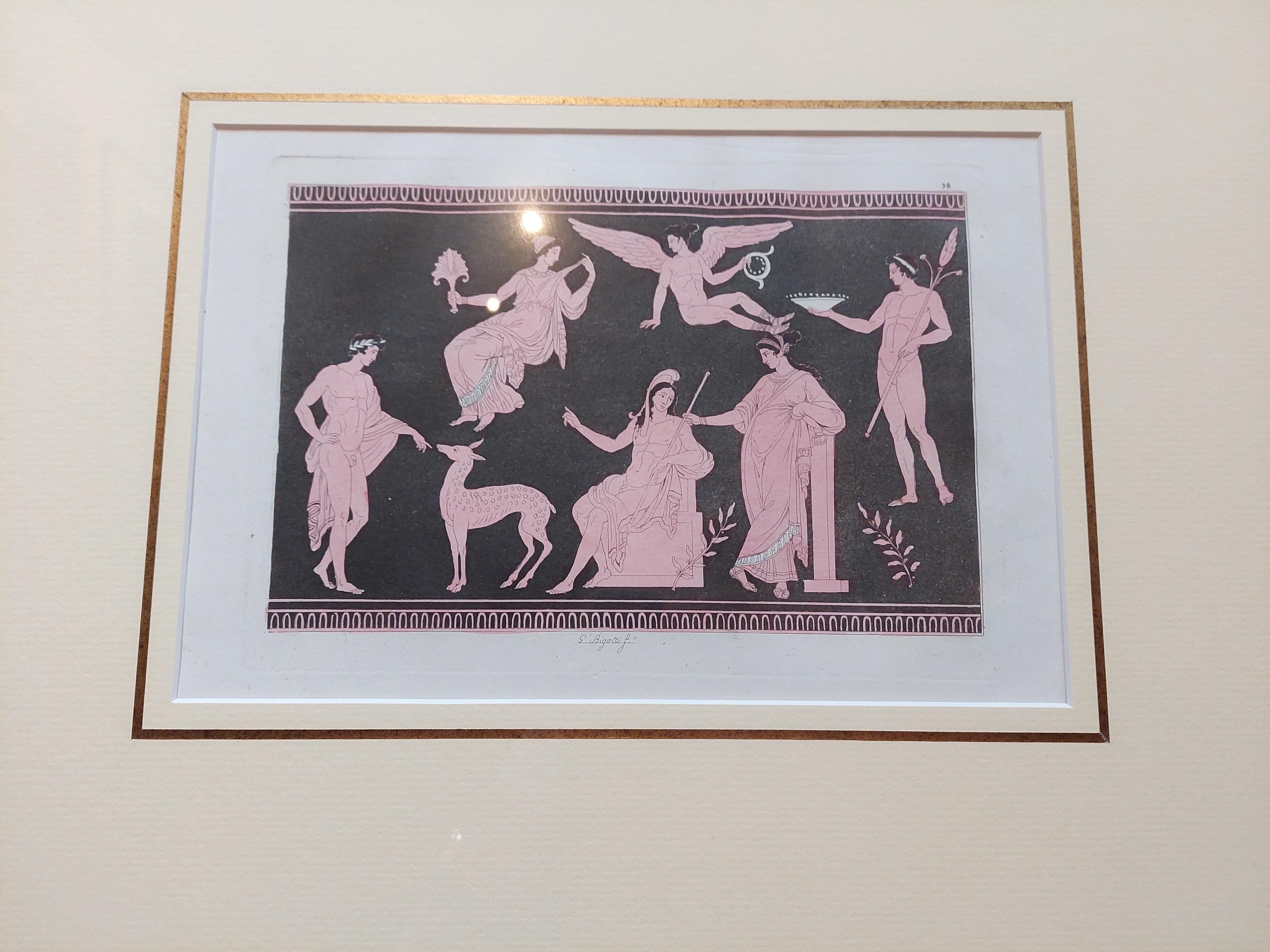 Incisione antica originale/acquatinta di arte greco-romana. Questa stampa proviene da 