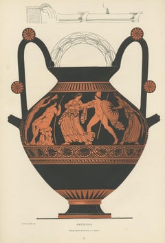 Antique Print of Greek Ceramics 'Amphora' by Genick, 1883