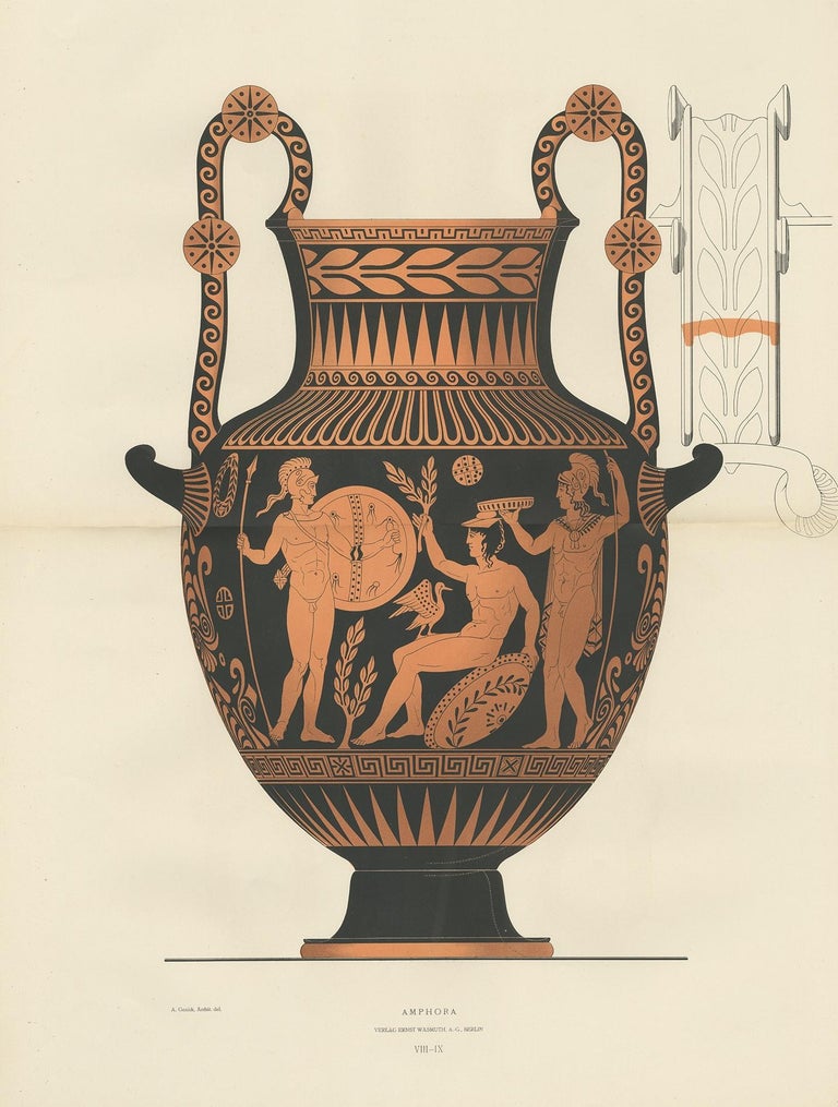Antique Print of Greek Ceramics 'Amphora' by Genick, '1883' at 1stDibs