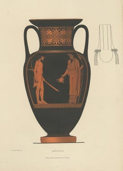Antique Print of Greek Ceramics 'Amphora' by Genick, 1883