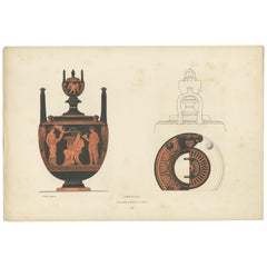 Antique Print of Greek Ceramics 'Amphora' by Genick, '1883'