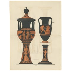 Antique Print of Greek Ceramics 'Amphoren' by Genick '1883'