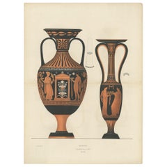 Antique Print of Greek Ceramics 'Amphoren' by Genick, '1883'